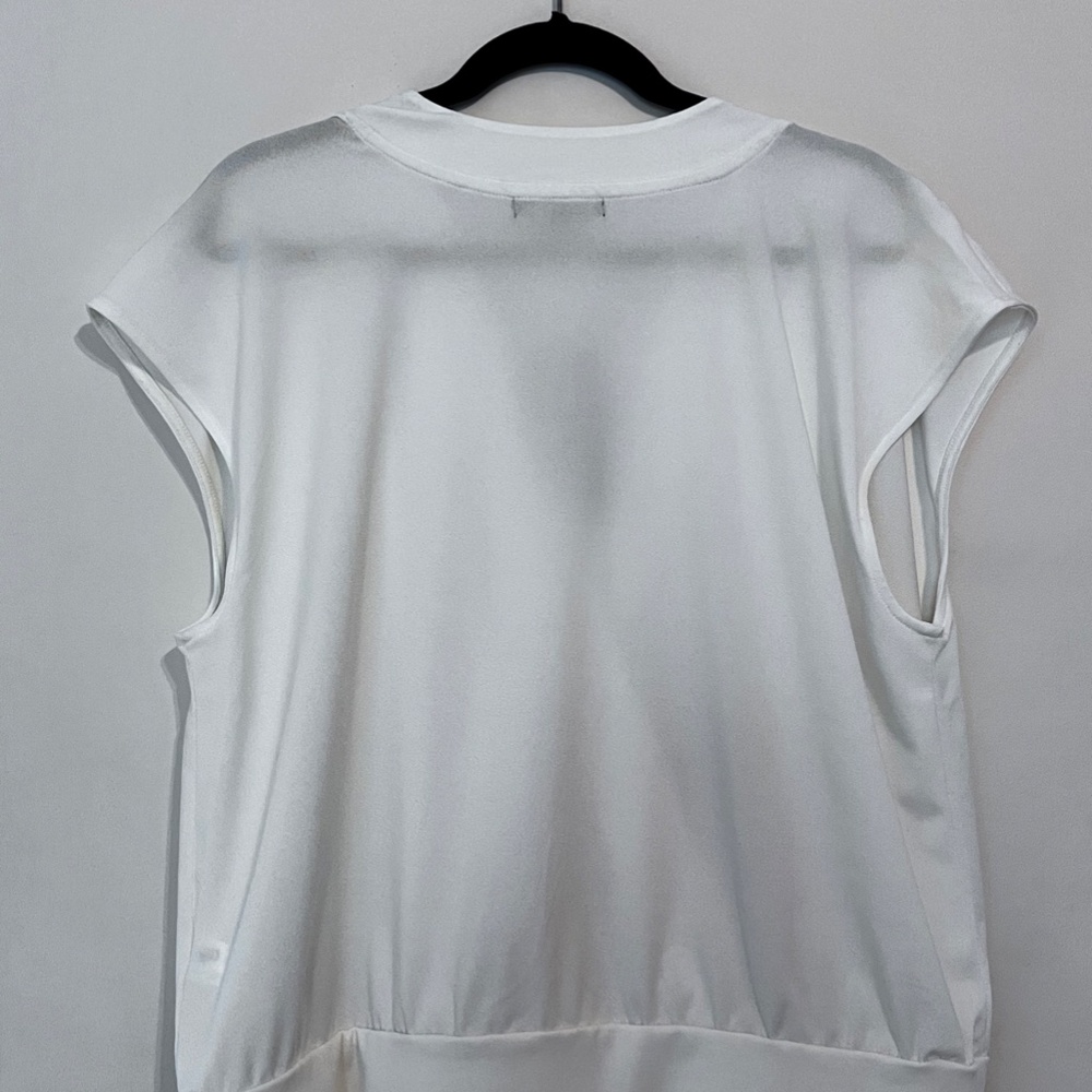 V Neck Wrap Banded Short Sleeve Shirt - Picture 2 of 3